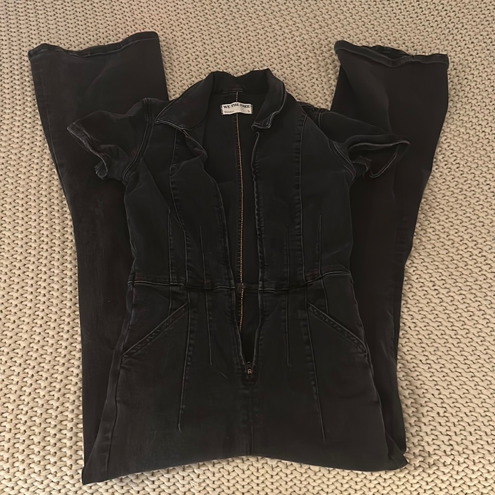 Free people denim black Jumpsuit work once